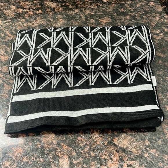 Michael Kors Monochrome MK Pattern Scarf - Picture 3 of 4